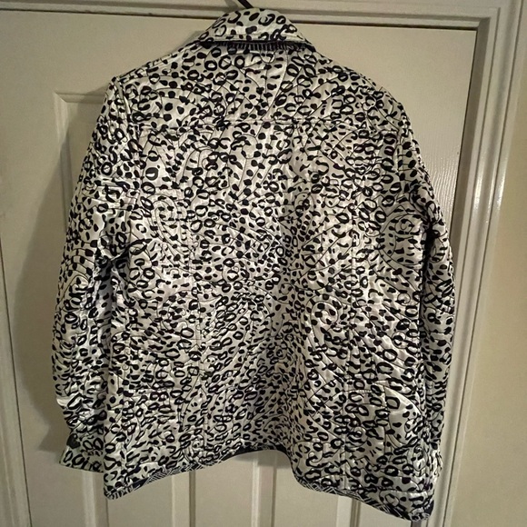 Chicos Reversible Black White Quilted Print Leopard Blazer Jacket-Size L - Picture 9 of 10